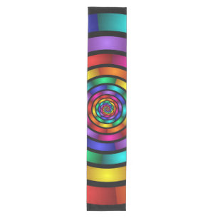 Runde und psychedelische Fraktal Kunst Mittelgroßer Tischläufer
