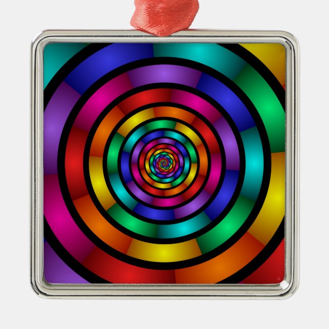 Runde und psychedelische Fraktal Kunst Ornament Aus Metall (Vorne)