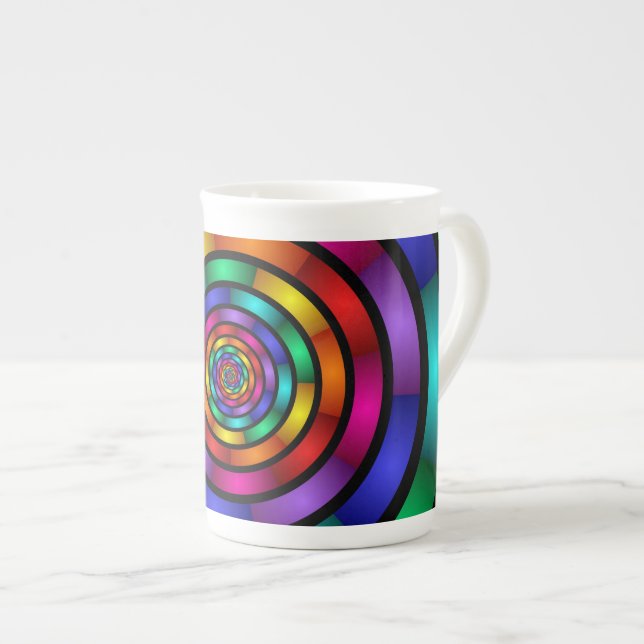Runde und psychedelische Fraktal Kunst Prozellantasse (Vorderseite Rechts)