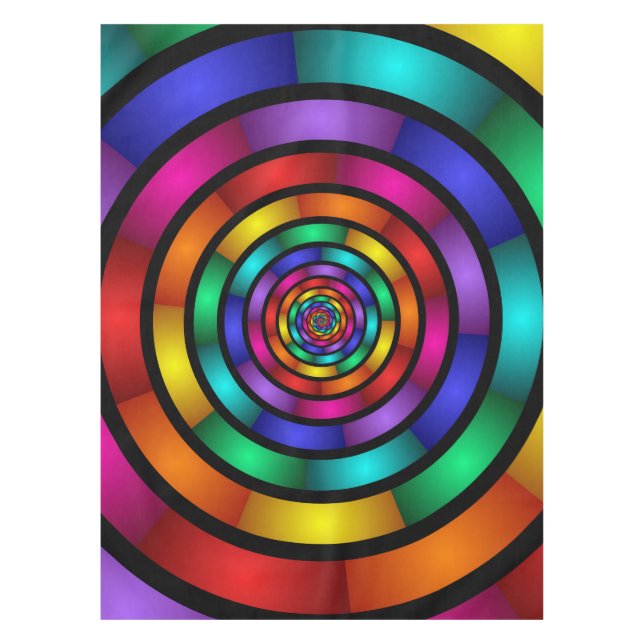 Runde und psychedelische Fraktal Kunst Tischdecke (Vorderseite)