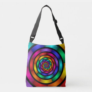 Runde und psychedelische Fraktal Kunst Tragetaschen Mit Langen Trägern
