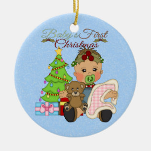 Runde Verzierung des Babys 1. Weihnachts Keramik Ornament