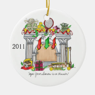 Runde Verzierung, Tennis-Kaminsims, 2011 Keramik Ornament