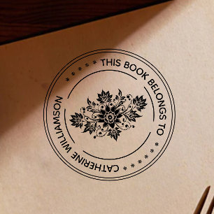 Runde Vintage Blume Dieses Buch gehört Gummistempel