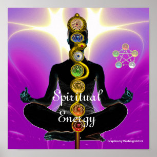 RUNDE VON ASCLEPIUS 7 CHAKRAS, YOGA LOTUS POSE Ros Poster