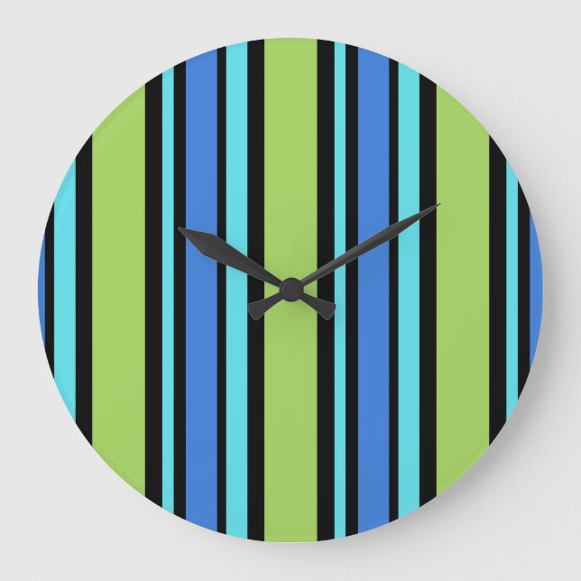 Runde Wall-Uhr, blaue Monde-Liegestühle Streifen Große Wanduhr (Vorderseite)