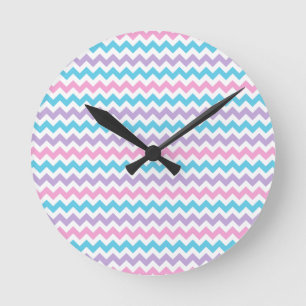 Runde Wall-Uhr, Türkis, Rosa, Mauve, Weiß Ch Runde Wanduhr