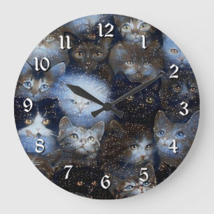 Runde Wand-Uhr für Funkkatzen Große Wanduhr