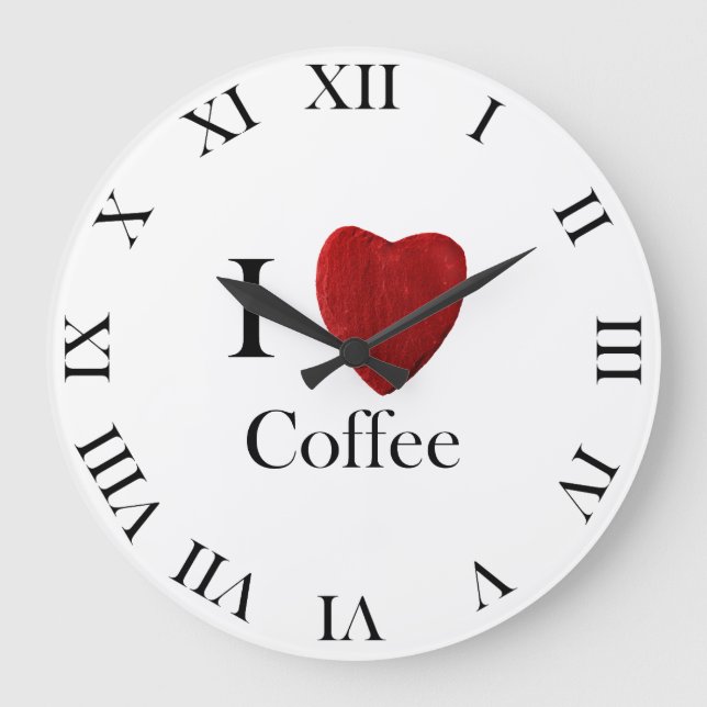 Runde Wanduhr I Liebe Kaffee (Vorderseite)