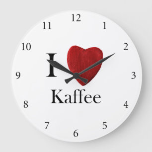 Runde Wanduhr Ich liebe Kaffee