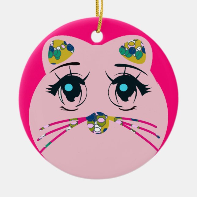 Runde Weihnachtsbaumdekoration Keramik Ornament (Vorne)