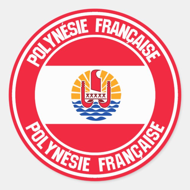 RundEmblem Französisch-Polynesien Runder Aufkleber (Vorderseite)