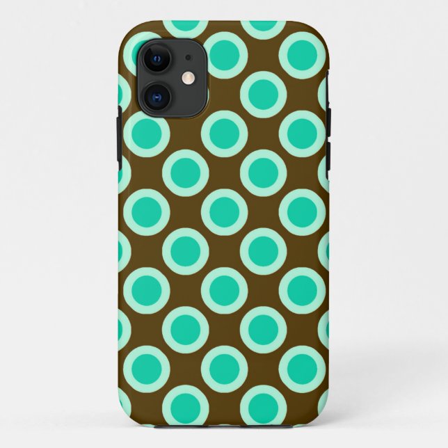 runden Punkte, braun und türkis Case-Mate iPhone Hülle (Rückseite)