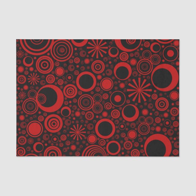 Runden-Rot-Schwarz-GEWEBE-WRAPPINGPAPIER Seidenpapier (Vorderseite)
