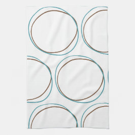 Runden Turquoise & Brown Hand gezeichnet minimalen Geschirrtuch
