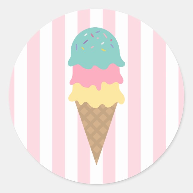 Runder Aufkleber aus geschliffenem Eiscreme (Vorderseite)