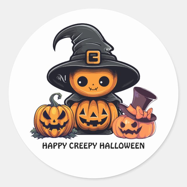 Runder Aufkleber : HALLOWEEN Gruselig (Vorderseite)
