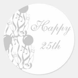 Runder Aufkleber Happy 25h Anniversary