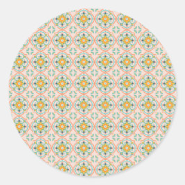 Runder Aufkleber mit einem floralen geometrischen 