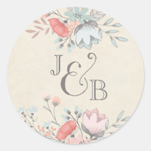 Runder Aufkleber   Vintage Hochzeitskollektion für