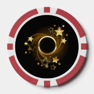 Runder Banner mit Gold Stars auf schwarz Pokerchips