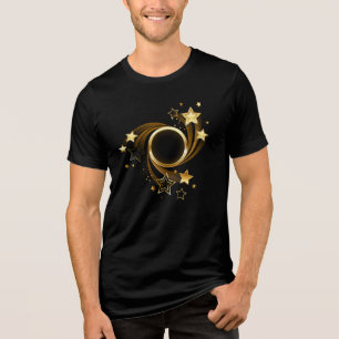 Runder Banner mit Gold Stars auf schwarz Tri-Blend Shirt