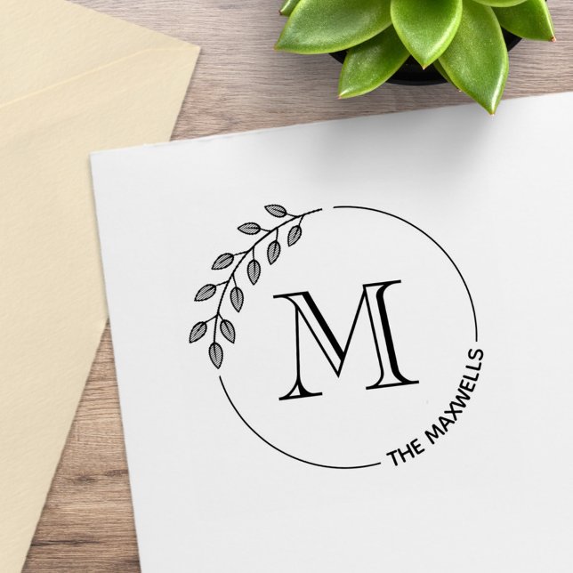 Runder Blätterkranz Monogramm Anfangsbuchstabe Fam Gummistempel (Von Creator hochgeladen)