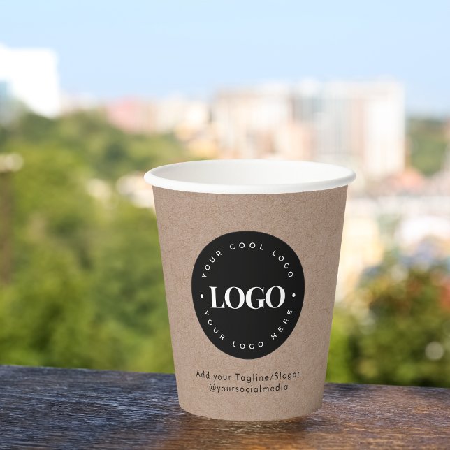 Runder Circle Custom Company Logo Rustic Kraft Pap Pappbecher (Von Creator hochgeladen)