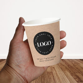 Runder Circle Custom Company Logo Rustic Kraft Pap Pappbecher