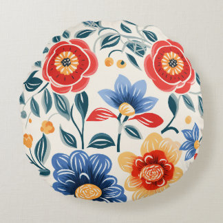 Runder Dekorteller mit kühnen Blumendesign Rundes Kissen