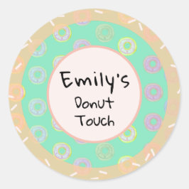 Runder Donut Touch Rosa Individuelle Name Sticker