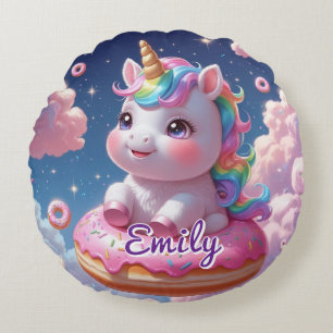 Runder Donut Unicorn Kissen - bearbeitbarer Name