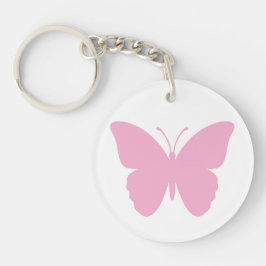 Runder einseitiger Schmetterling Rosa Schlüsselanhänger