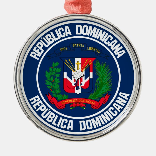 Runder Emblem der Dominikanischen Republik Ornament Aus Metall (Vorne)