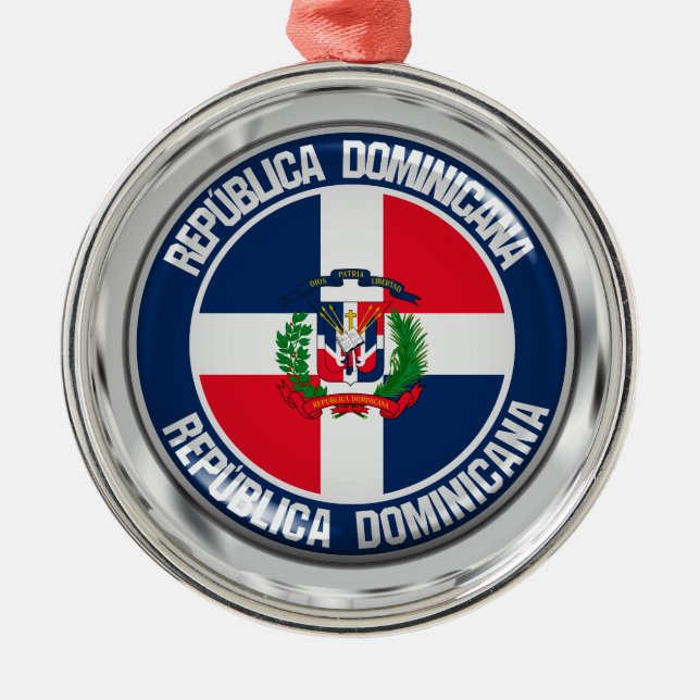 Runder Emblem der Dominikanischen Republik Ornament Aus Metall (Vorne)
