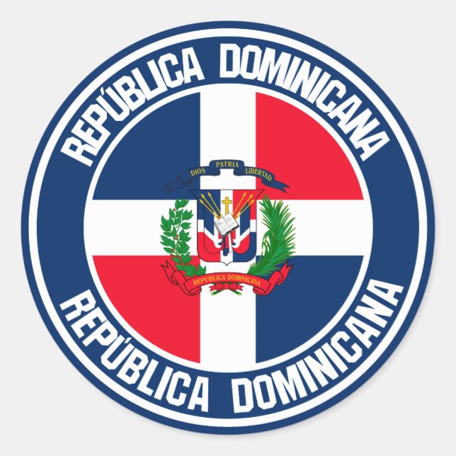 Runder Emblem der Dominikanischen Republik Runder Aufkleber (Vorderseite)