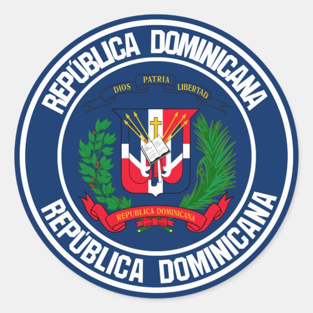 Runder Emblem der Dominikanischen Republik Runder Aufkleber (Vorderseite)
