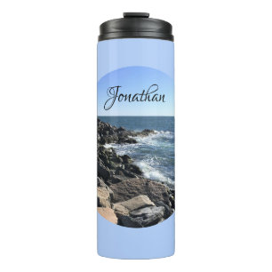 Runder Foto Atlantischer Ozean Felsstrand Thermosbecher