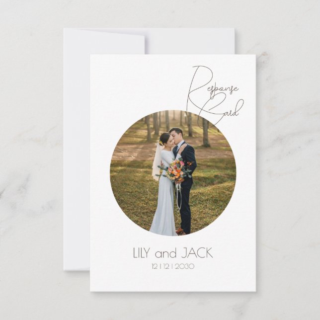 Runder Foto Save the Date Minimalistische RSVP-Kar RSVP Karte (Vorderseite)