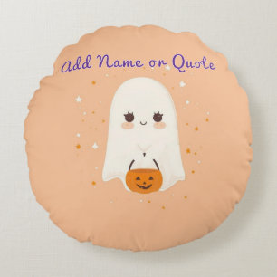 Runder Ghost Halloween-Kissen - Anpassbarer Text Rundes Kissen