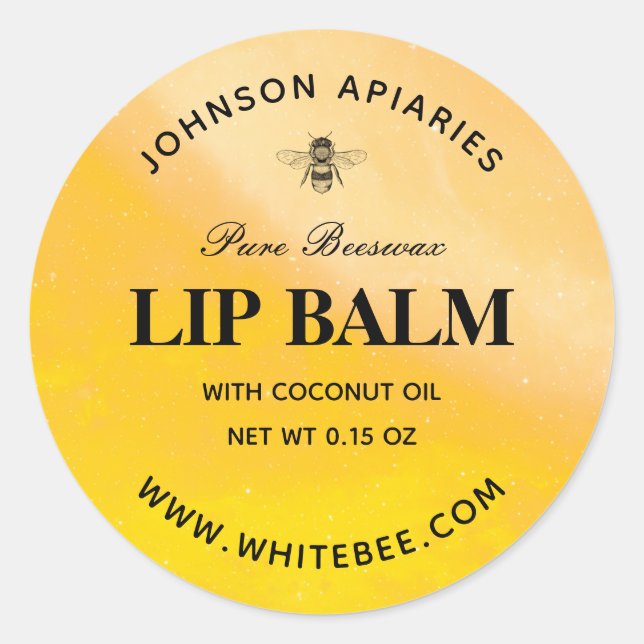 Runder Honey Bee Lip Beeswax Balm Labels Aufkleber (Vorderseite)