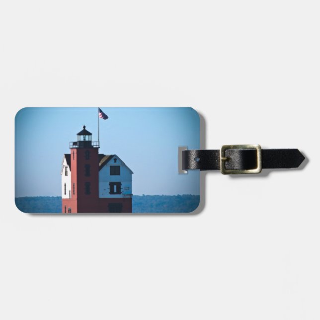 Runder Insel-Leuchtturm Gepäckanhänger (Vorderseite horizontal)