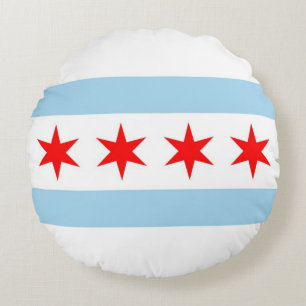 Runder Kissen mit Flagge von Chicago, Illinois