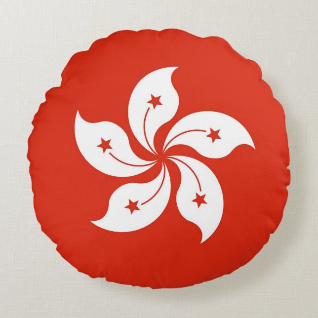 Runder Kissen mit Flagge von Hong Kong (Vorderseite)