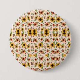 Runder Knopf mit einem farbenfrohen Blumenmuster Button