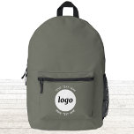 Runder Logo-Text Werbeaktion Business-Seite Grün Bedruckter Rucksack<br><div class="desc">Fügen Sie Ihr eigenes Logo und Textauswahl zu diesem Design hinzu. Entfernen Sie den oberen oder unteren Text,  wenn Sie es vorziehen. Minimalistisch und beruflich. Ideal für ein Werbeprodukt für Ihre Kunden und Kunden. Ihr Logo wird in einen weißen Kreis geklickt. Weitere Versionen finden Sie in der Auflistung.</div>