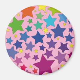 runder Magnet mit bunten Sternen