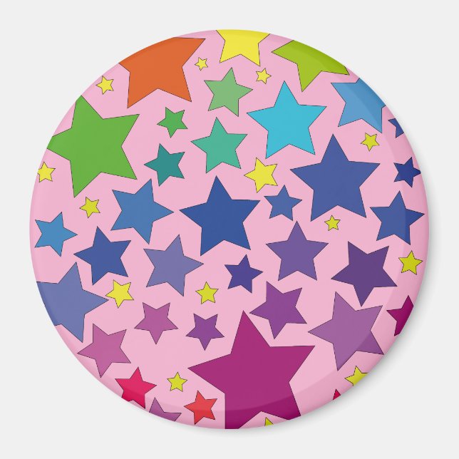 runder Magnet mit bunten Sternen (Vorne)