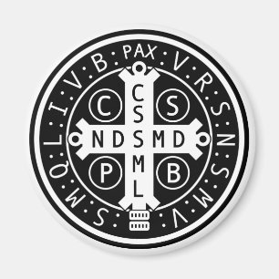 Runder Magnet mit Medaille von St. Benedict, alle