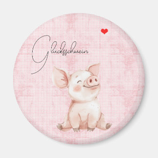 runder Magnet rosa Glücksschwein